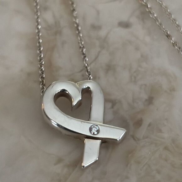 Tiffany & Co. Paloma Picasso Loving Heart 1P Diamond Sterling Silver Necklace - Picture 10 of 10